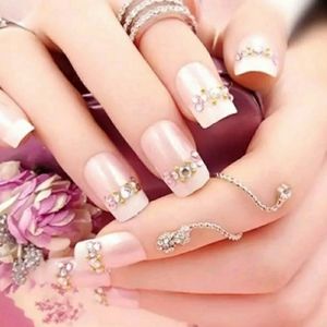 FRENCH BLING MED NAILS PRESS ON GLUE ON